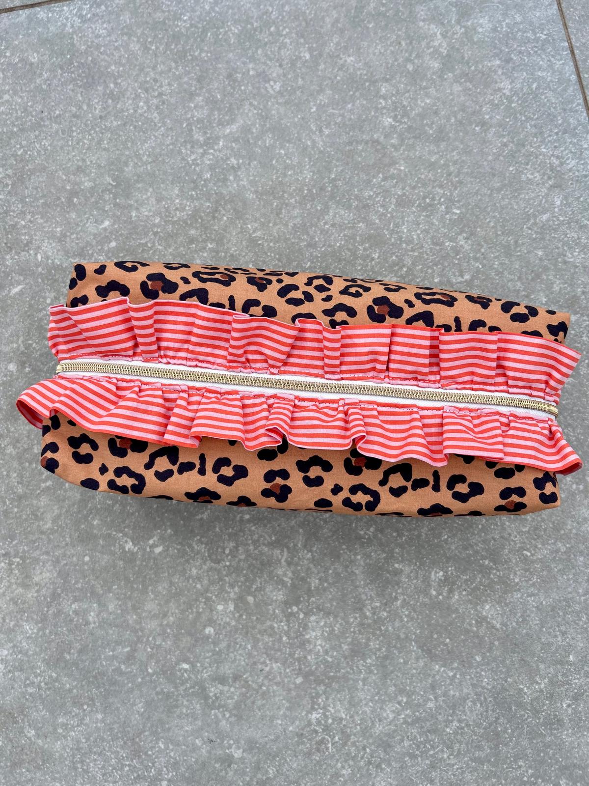 Trousse de rangement compatible avec le Dyson Airwrap® - volant ligné orange horizontal – Image 3