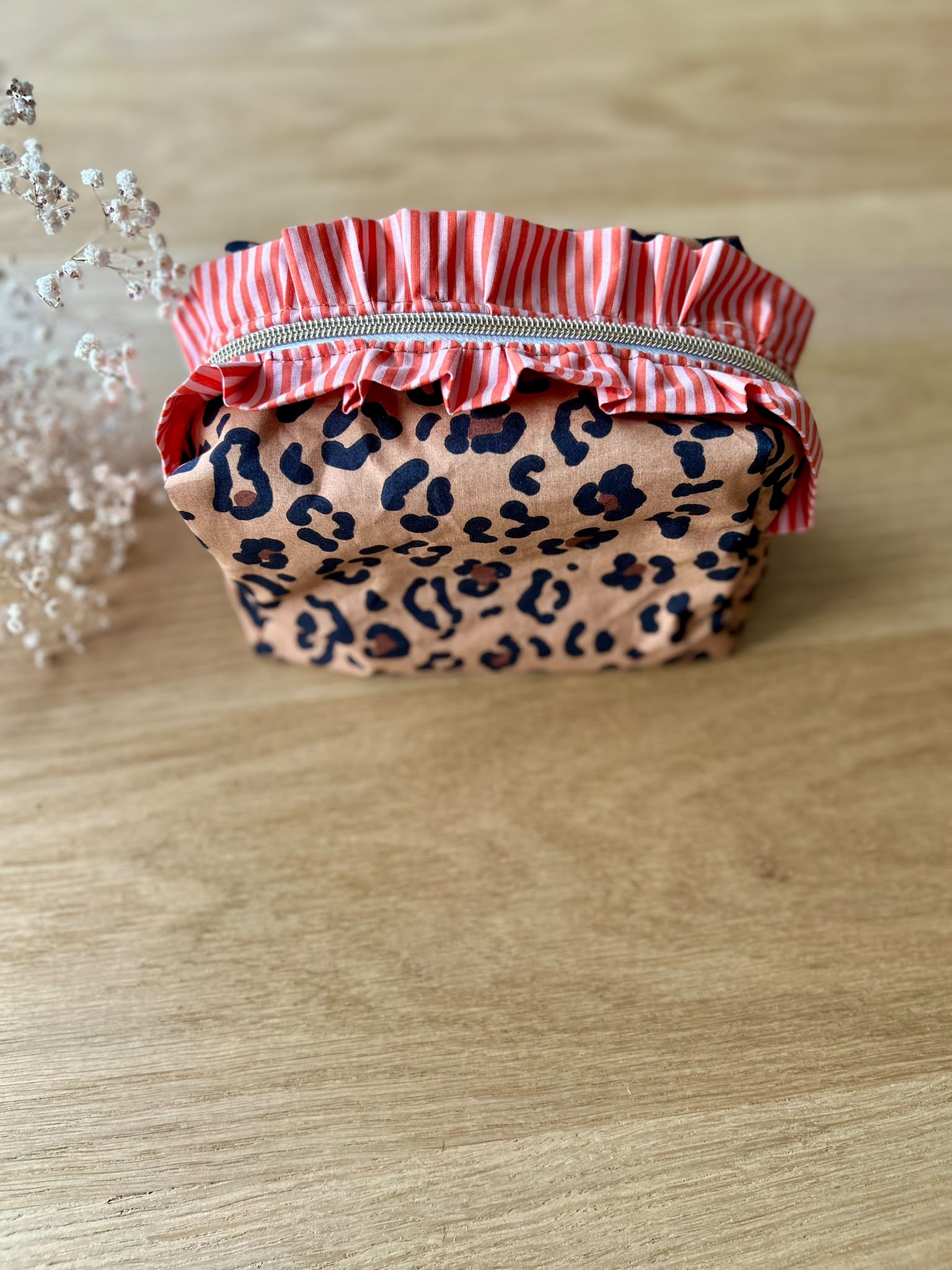 Trousse de toilette L - volant ligné orange horizontal – Image 2